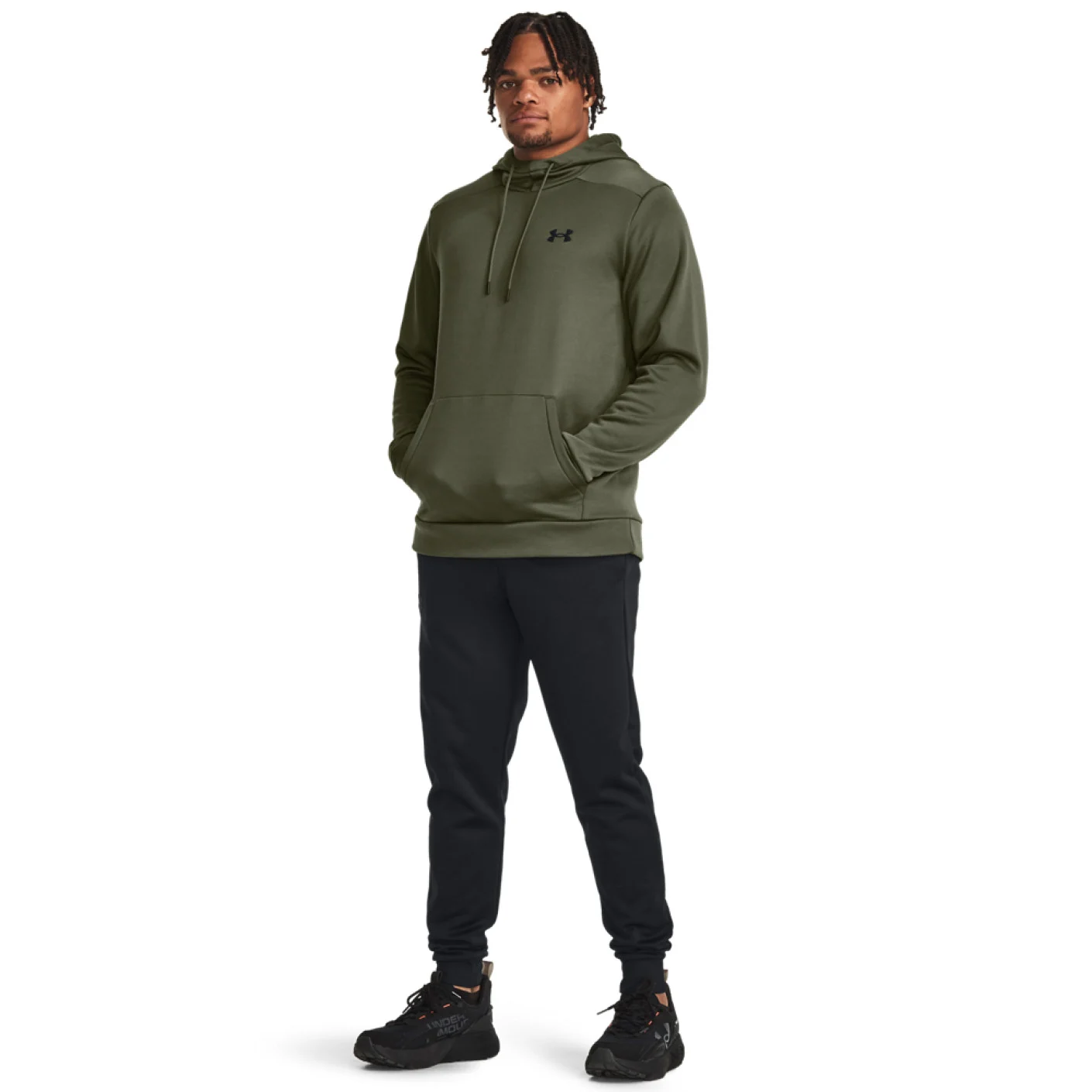 Under Armour Fleece Hoodie Olijfgroen Zwart
