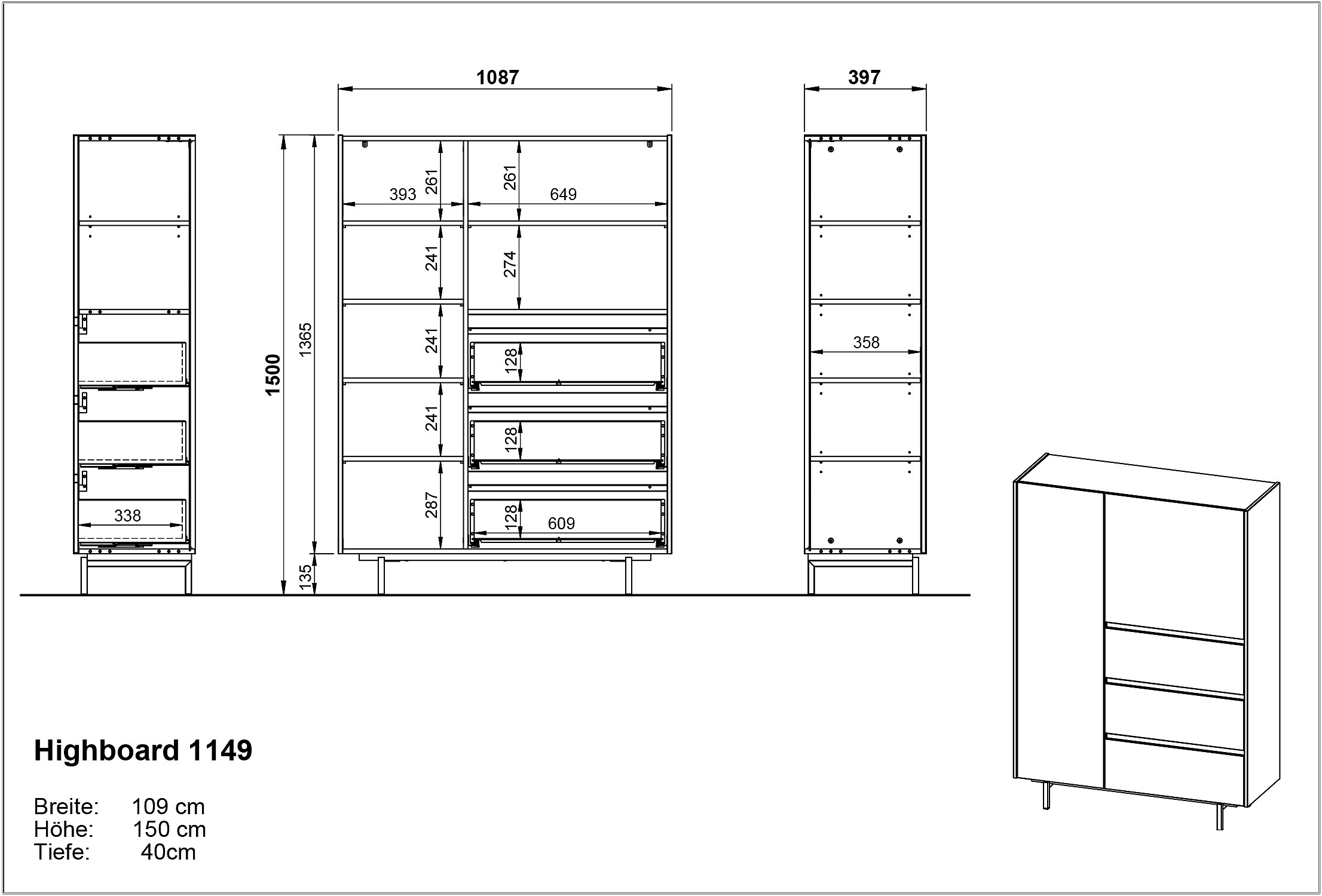 Highboard CANTORIA