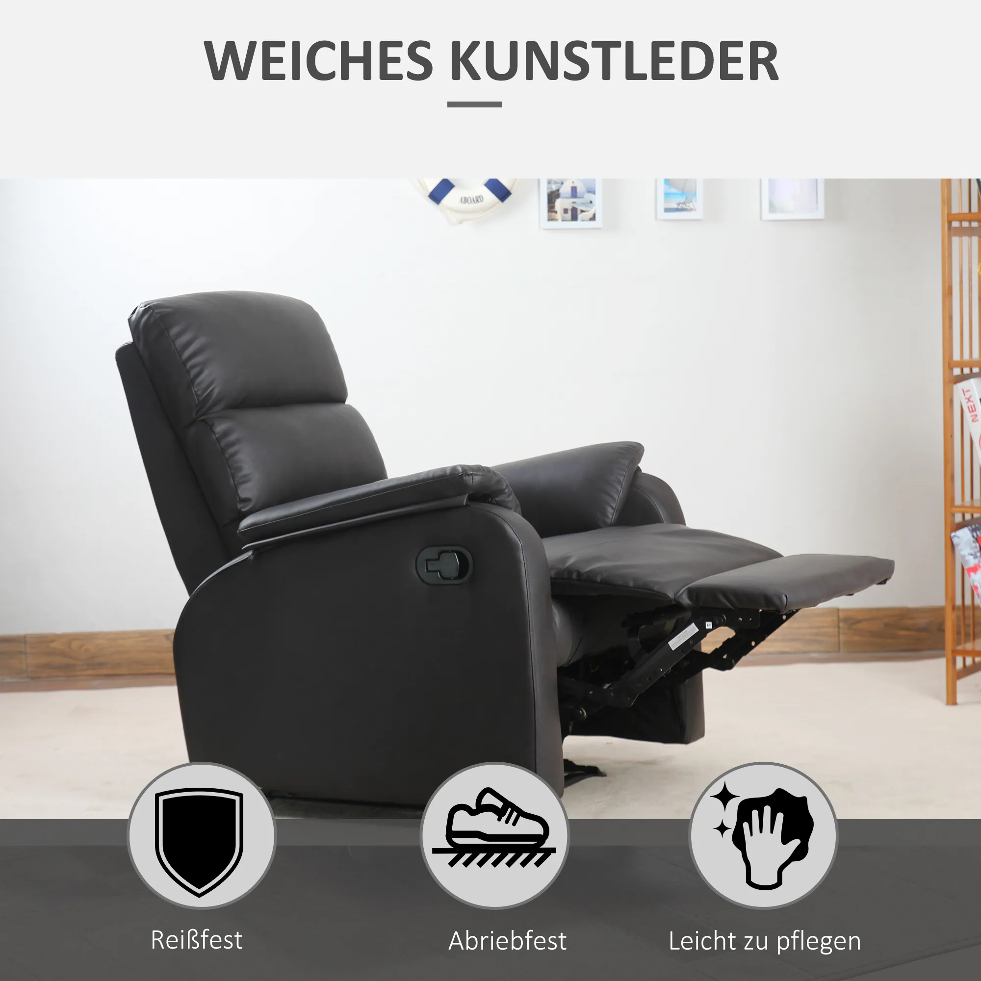 HOMCOM Relaxsessel verstellbar bunt 75L x 92B x 99H cm