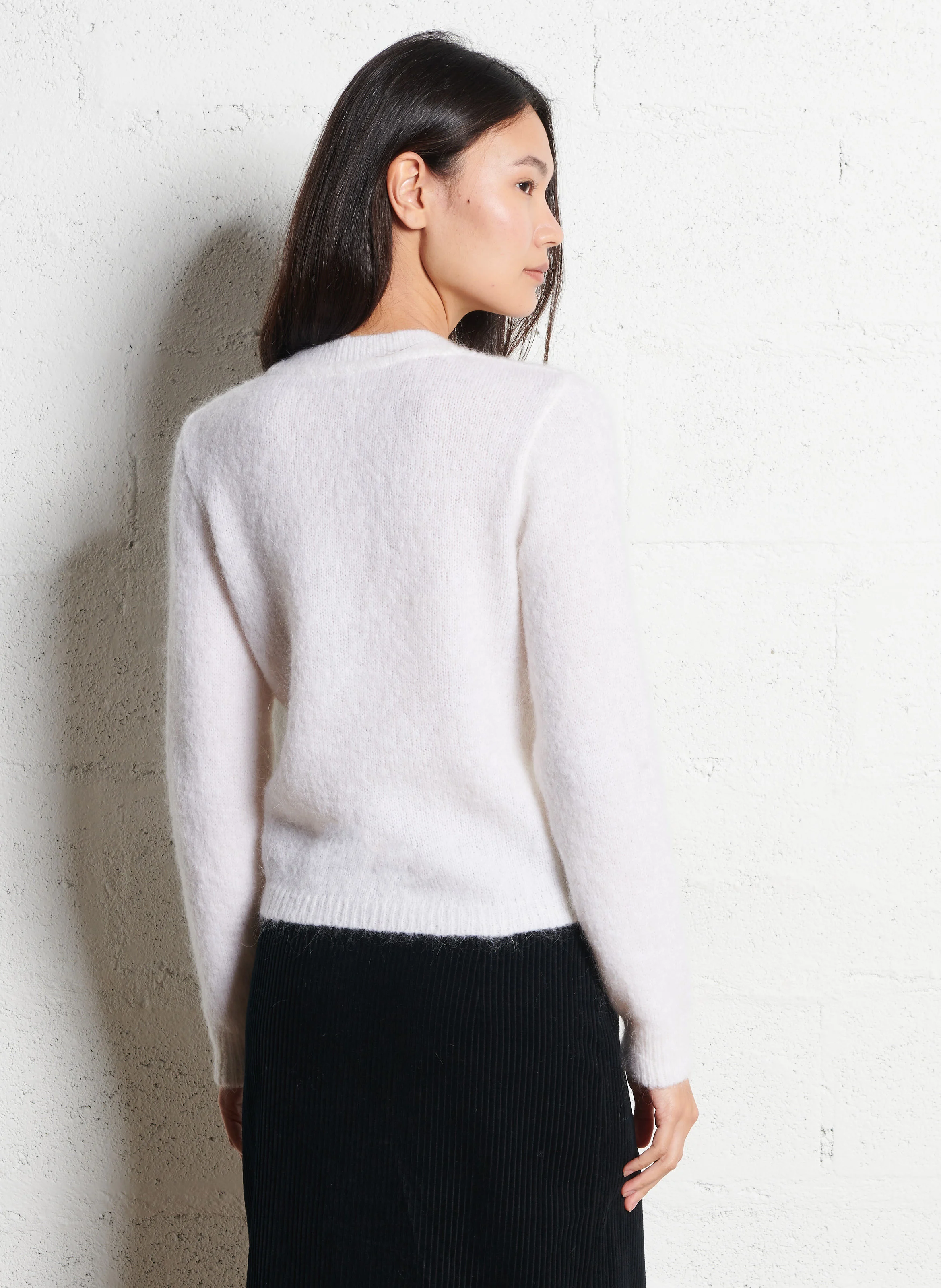 Gilet col V en laine mélangée | Blanc