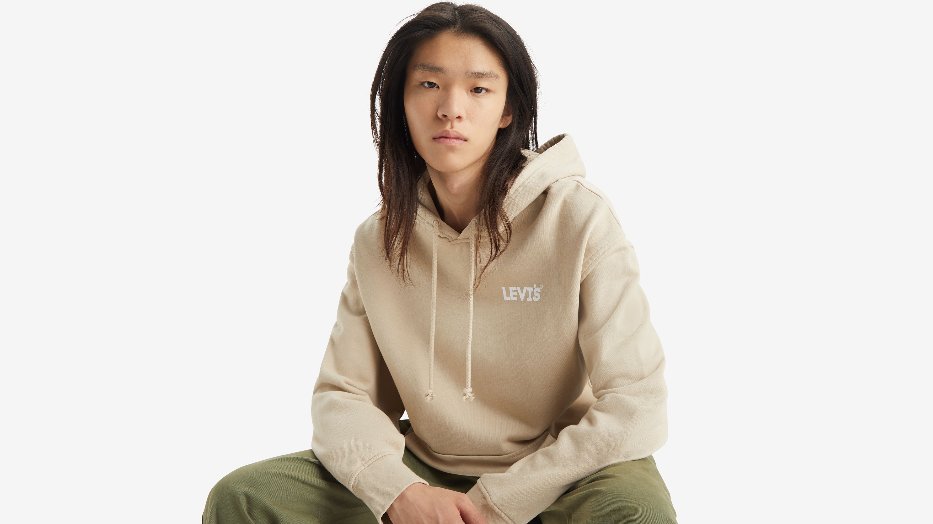 Sweat à capuche graphique relaxed - Step Headline Hoodie Feather Gray - Marron