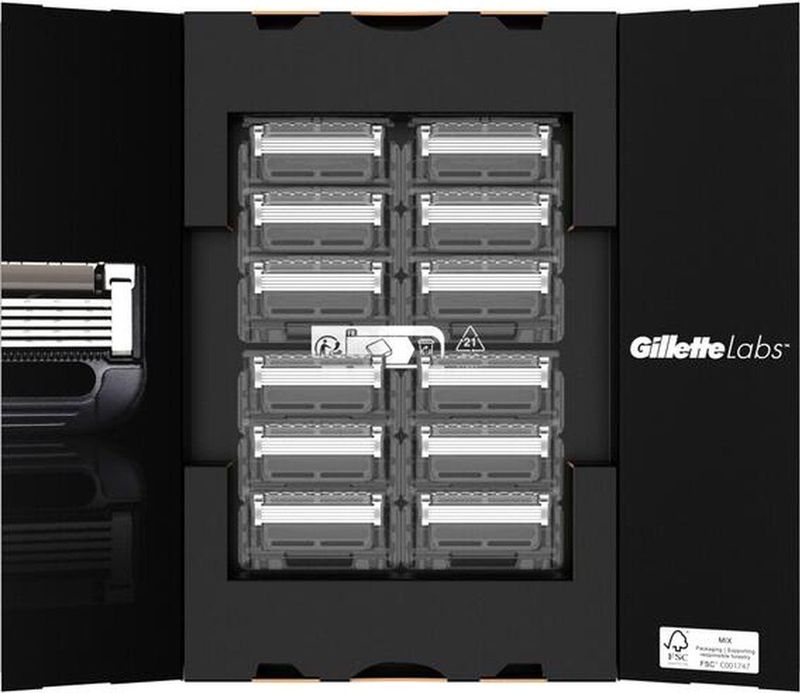 Gillette Navulmesjes Voor GilletteLabs - Exfoliating Bar En Heated Razor - 12 Scheermesjes