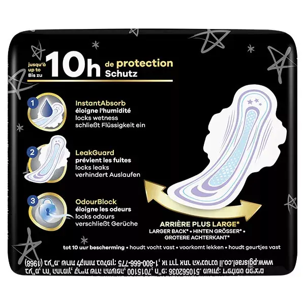 Absorventes noturnos Always Ultra Secure com abas, pacote com 9 unidades