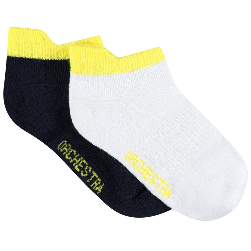 Lot de 2 paires de chaussettes courtes à bord-côte renforcé - Blanc