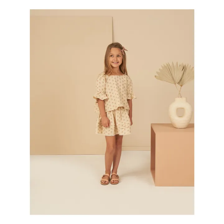 Rylee + Cru Jupe Mae Fleurie Tissée | Blanc cassé
