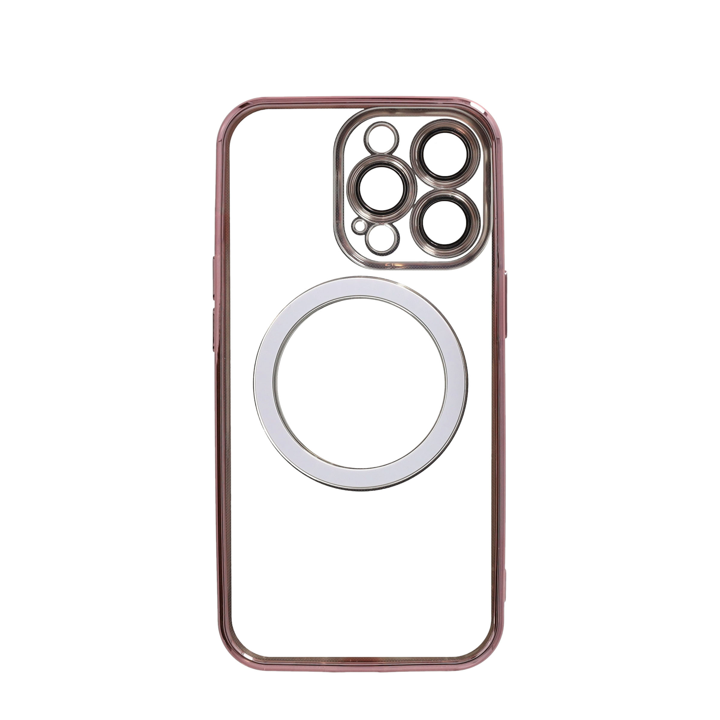 iPhone 13 Pro MagSafe Gummi Case Hülle mit Acryl Kameraglasschutz - Roségold / Transparent