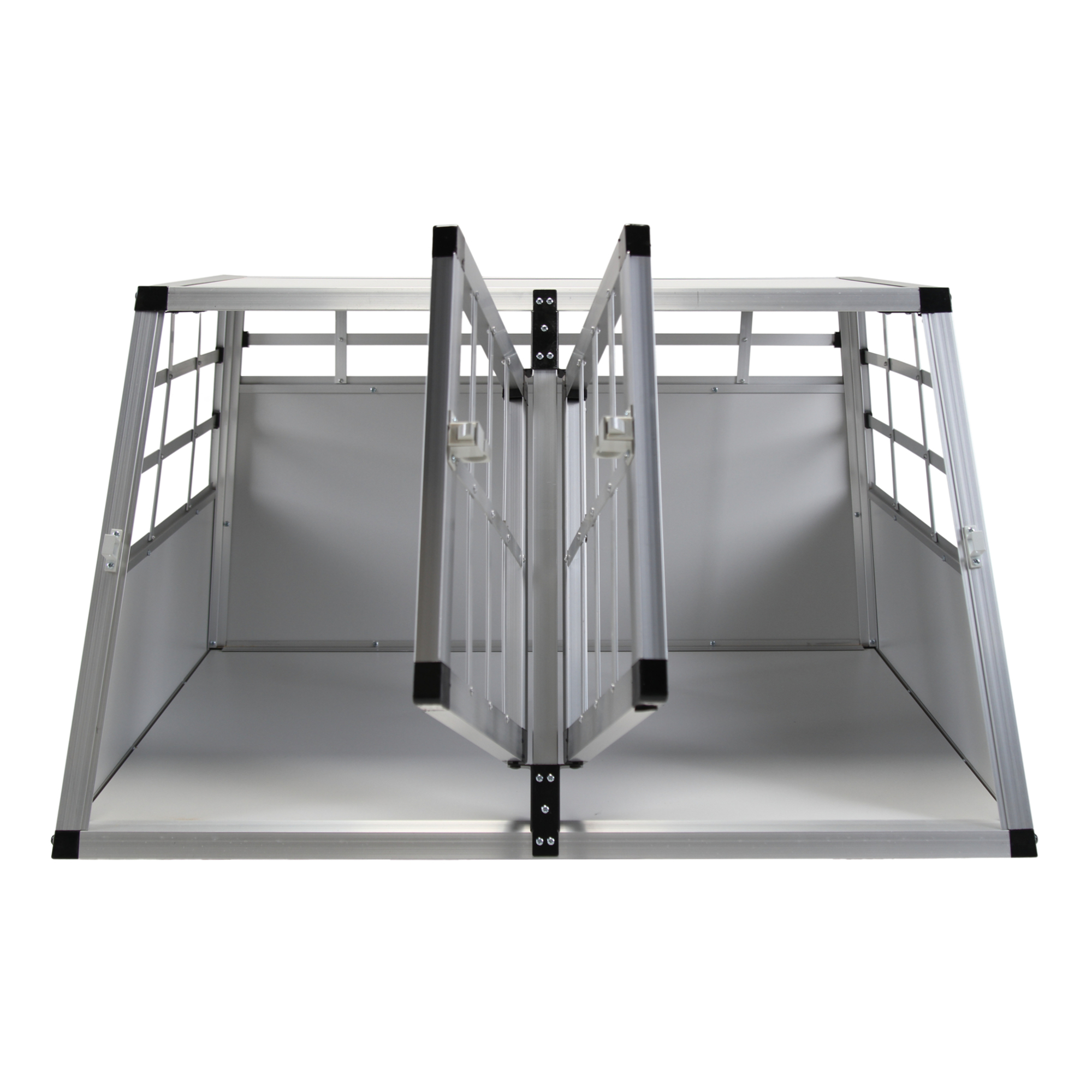 Hundebox Doppelbox Alu S grau