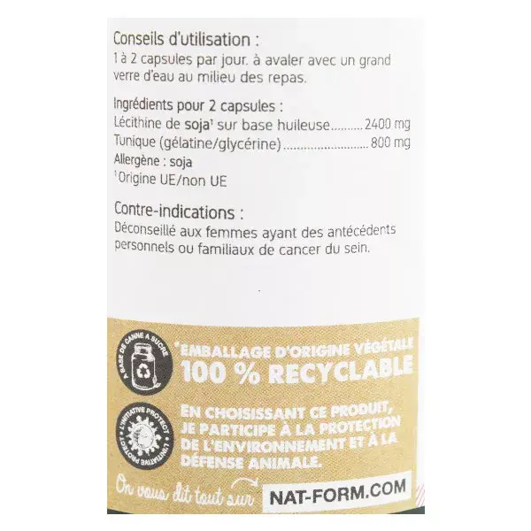 Nat & Form Original Huile Lécithine Soja 100 capsules