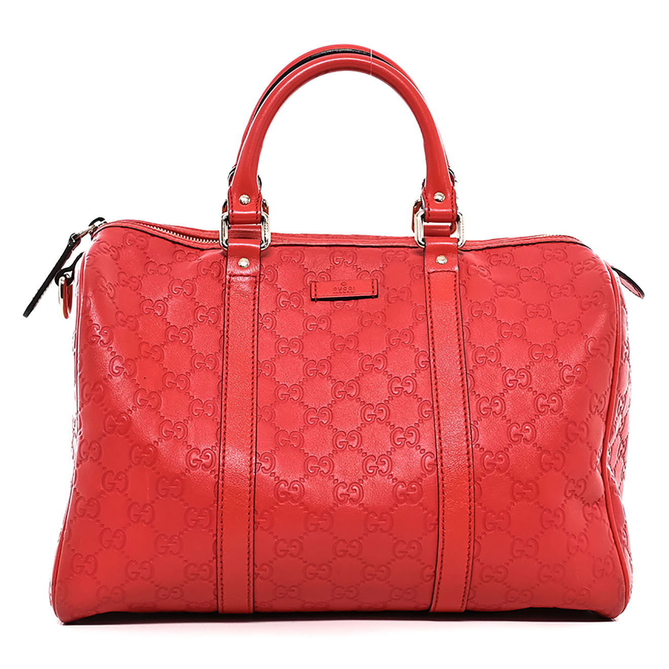 Gucci Sac à main Boston en Cuir Monogramme rouge - Très bon état - L.32 cm