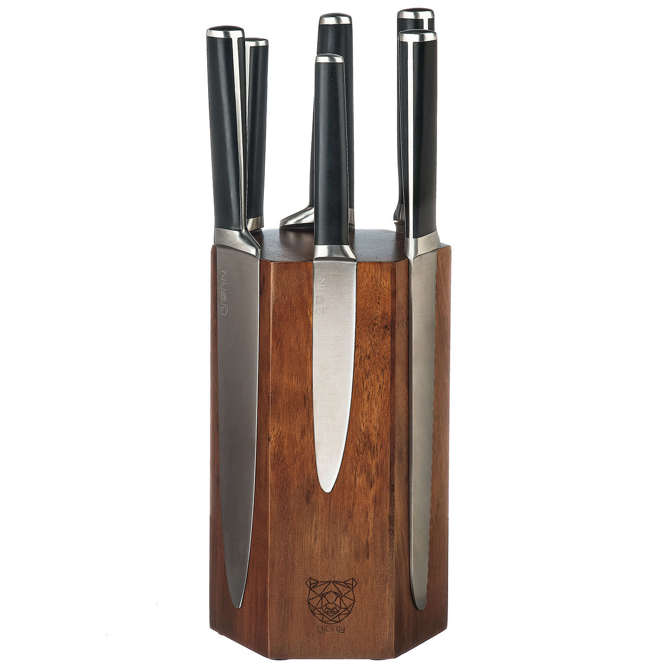 Bjorn Bloc avec couteaux de cuisine Jona Imatra inox mat  - 7 pièces