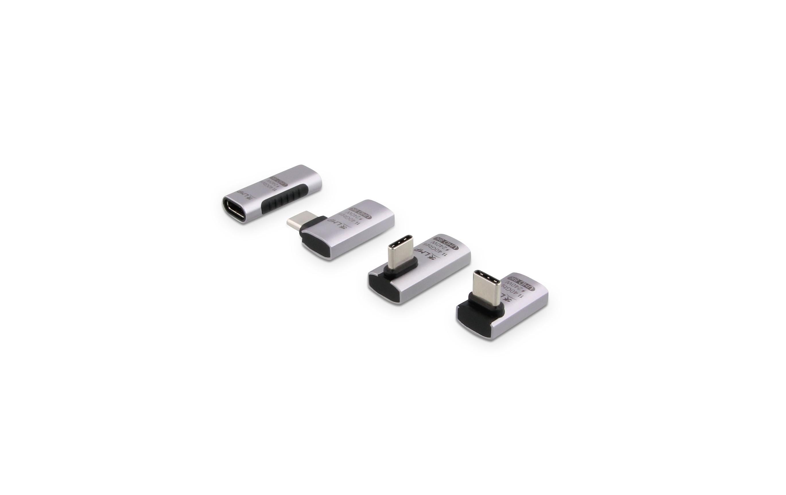 USB-Adapter USB-C auf USB-C, 4-teilig4x USB-C Adapter mit verschiedenen Winkeln, USB 4.0 / 240W / 40Gbps / 8K@60Hz