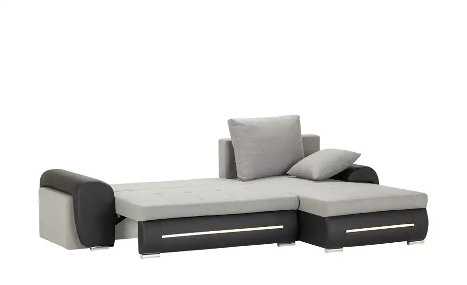 Ecksofa Emma rechts Schwarz, Hellgrau
