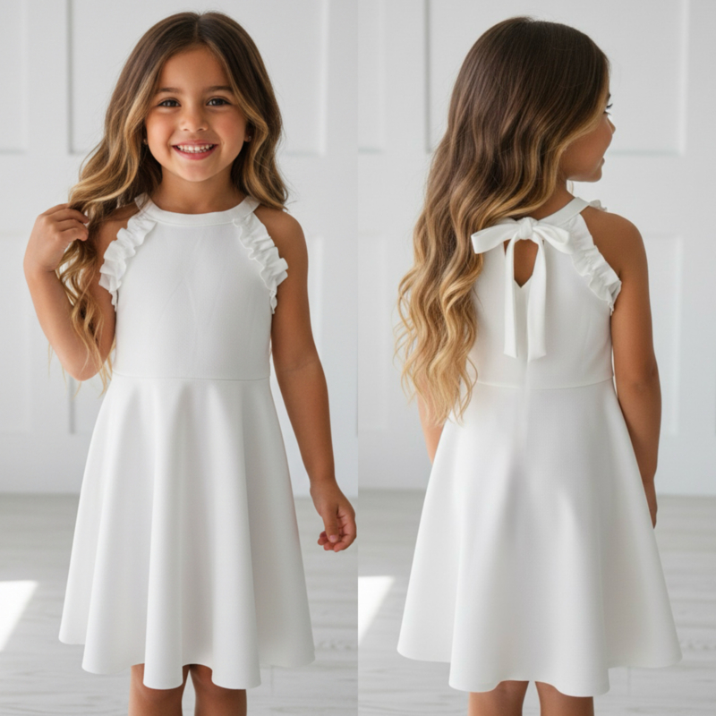 Bow back dress - wit