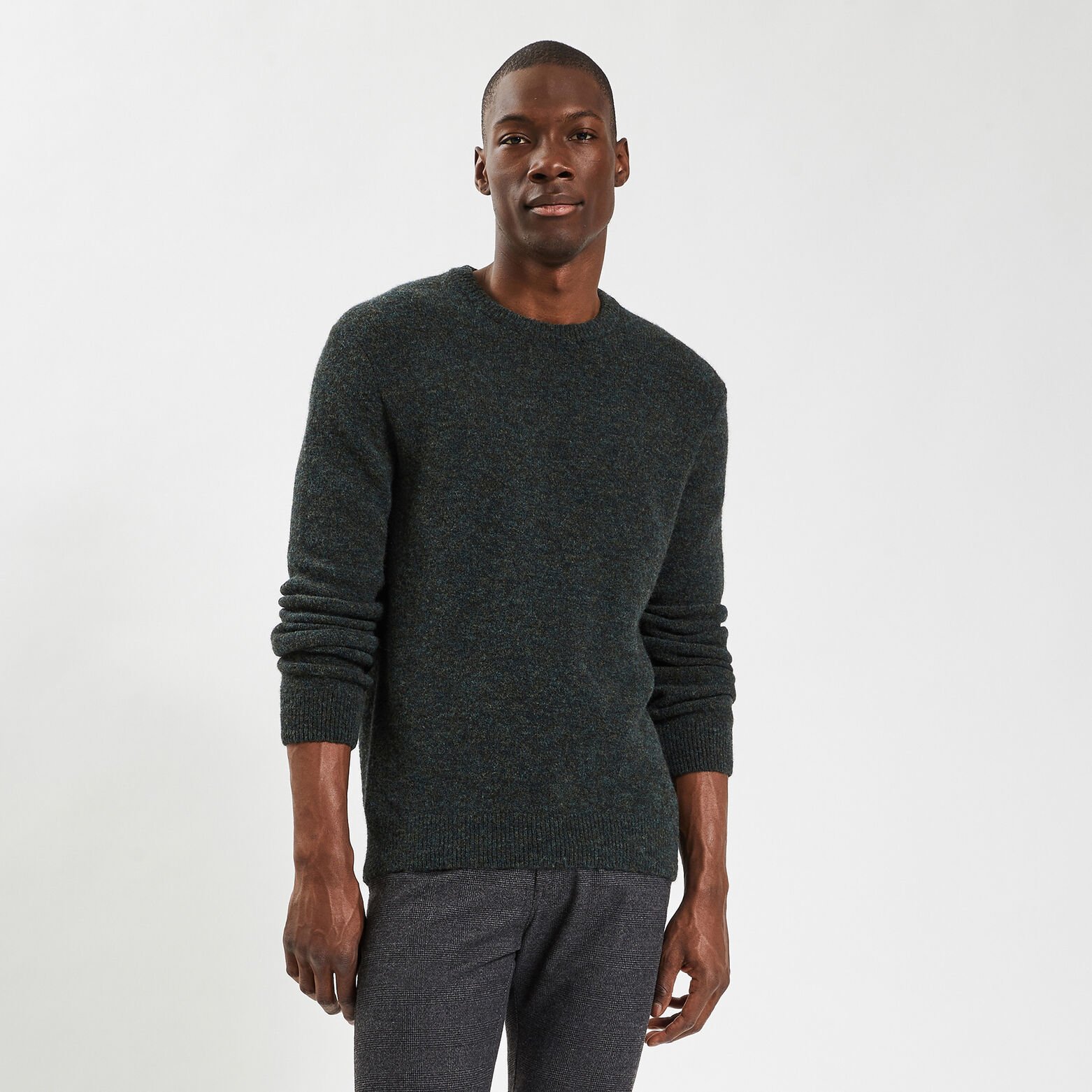 Pull col rond épais Vert