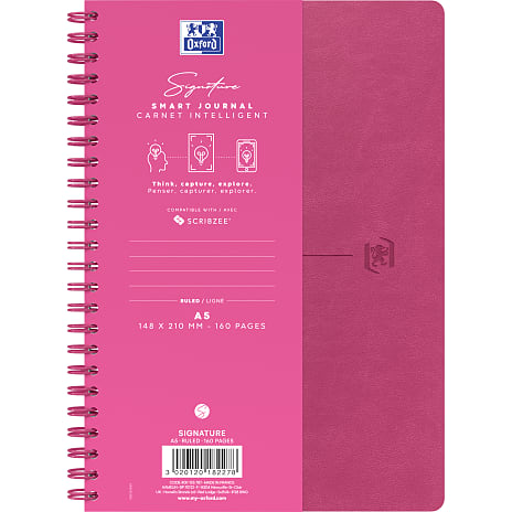 Oxford signature A5 notesbog - lyserød