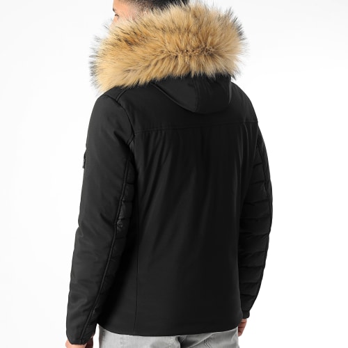 Doudoune Light Puff Avec Fourrure Beige 0055 Noir