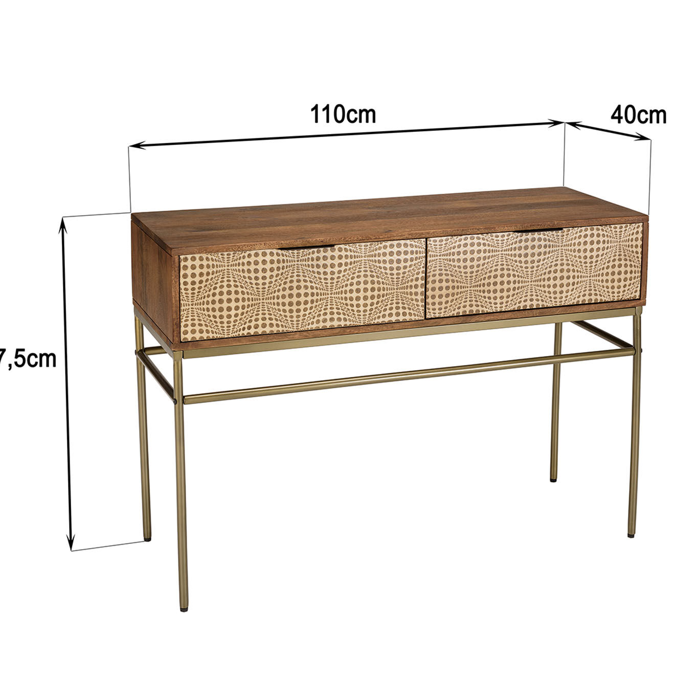 Macabane Console en bois de manguier 2 tiroirs Alix marron - 116x34x47 cm