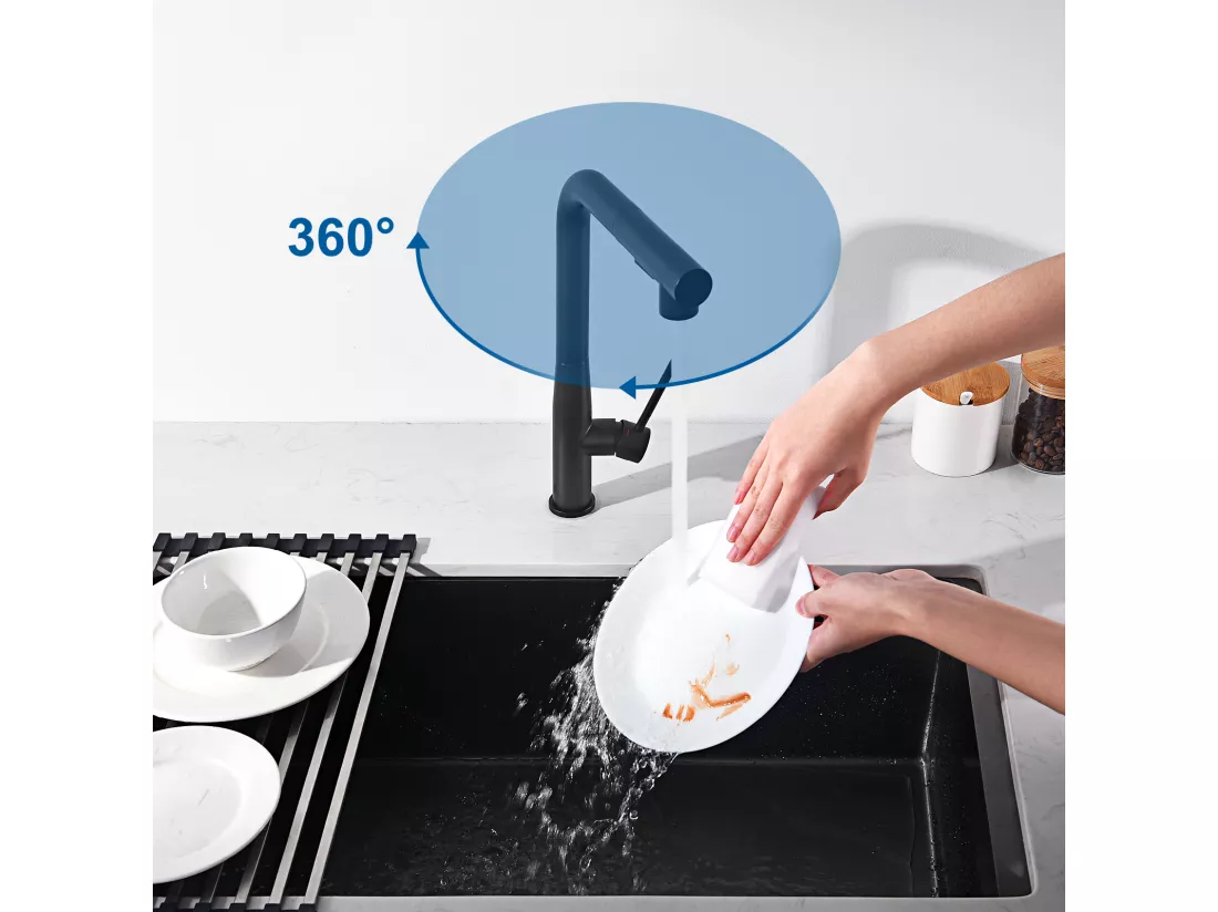 Mitigeur Cuisine Noir avec douchette extractible,Inox,Mélangeur Évier 2 Modes Jets Eau Chaude/Froide,Robinet Télescopique pour Évier à Légumes