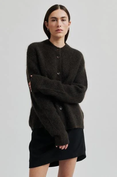 Second Female Brook Knit Rib Cardigan 57878 mulch