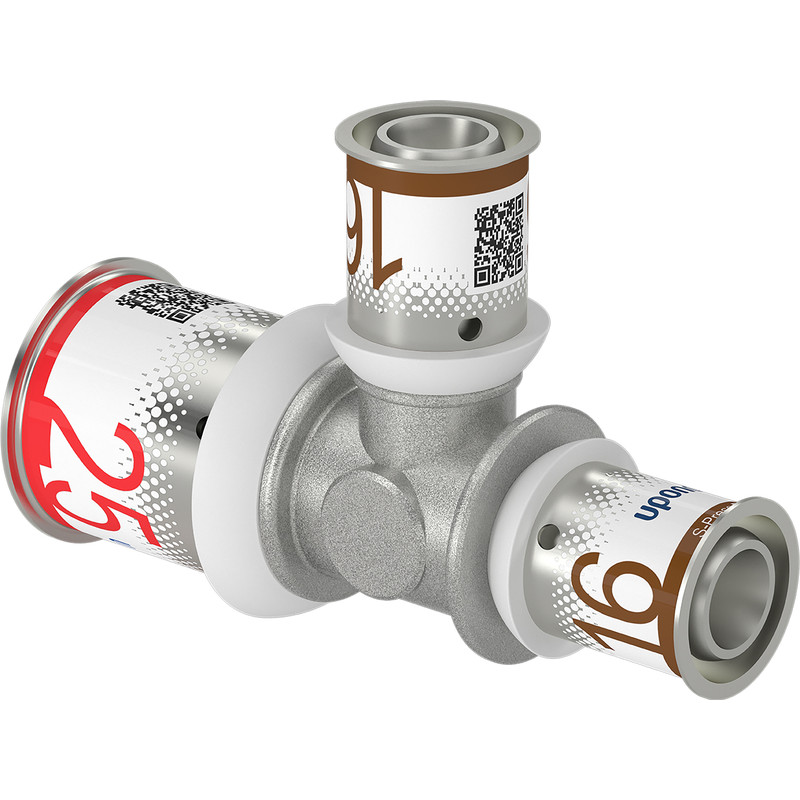Uponor S-Press Plus pers T-stuk verloop 25x16x16mm