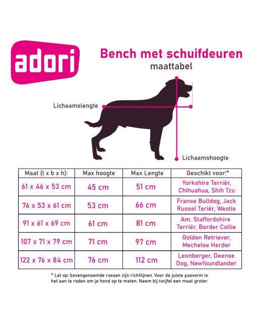 Adori Bench Met 2 Schuifdeuren Zwart - Hondenbench