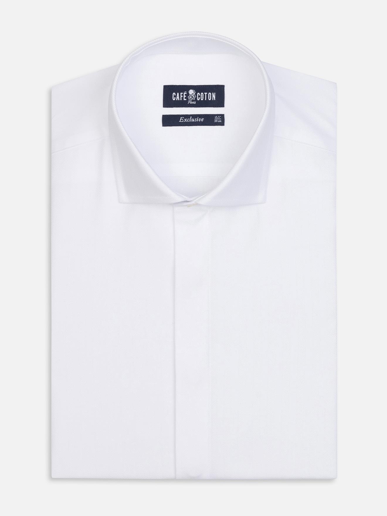 Chemise en chevron blanc - Gorge cachée