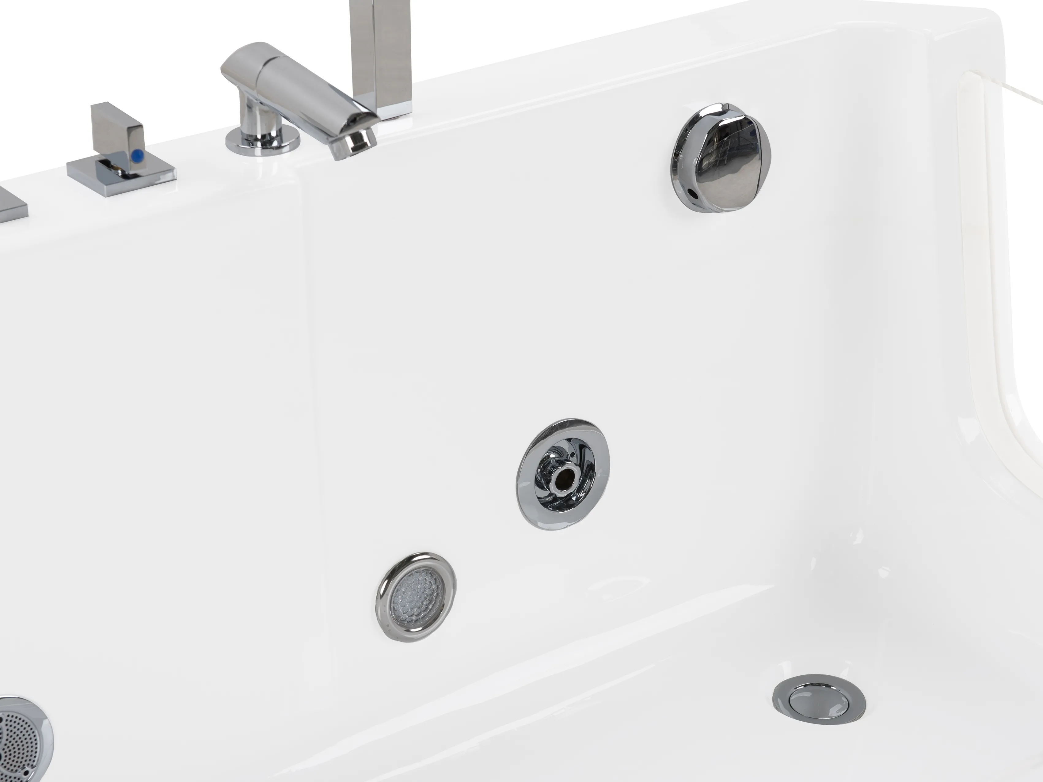 Hoek bubbelbad met LED ACUARIO rechtszijdig 170 x 80 cm Wit