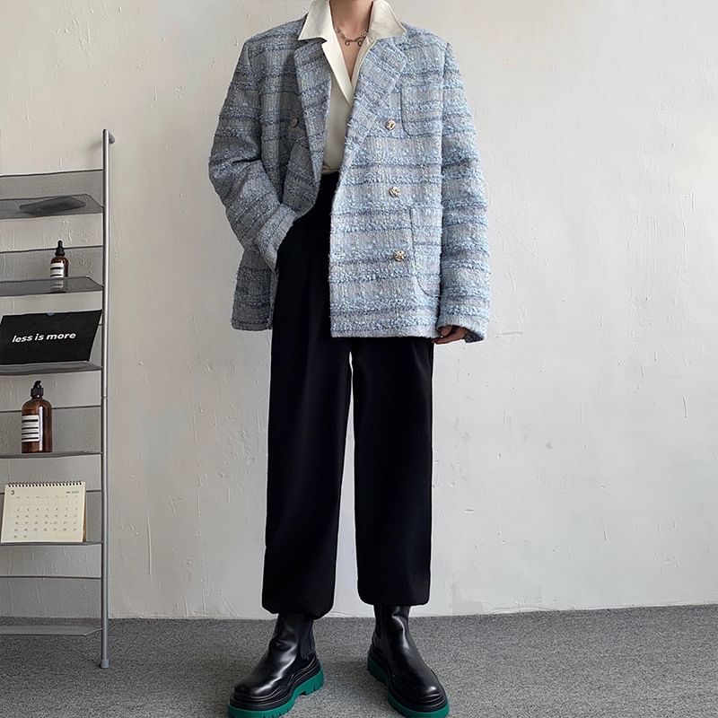 Omozando - Tweed dubbelrijs blazer