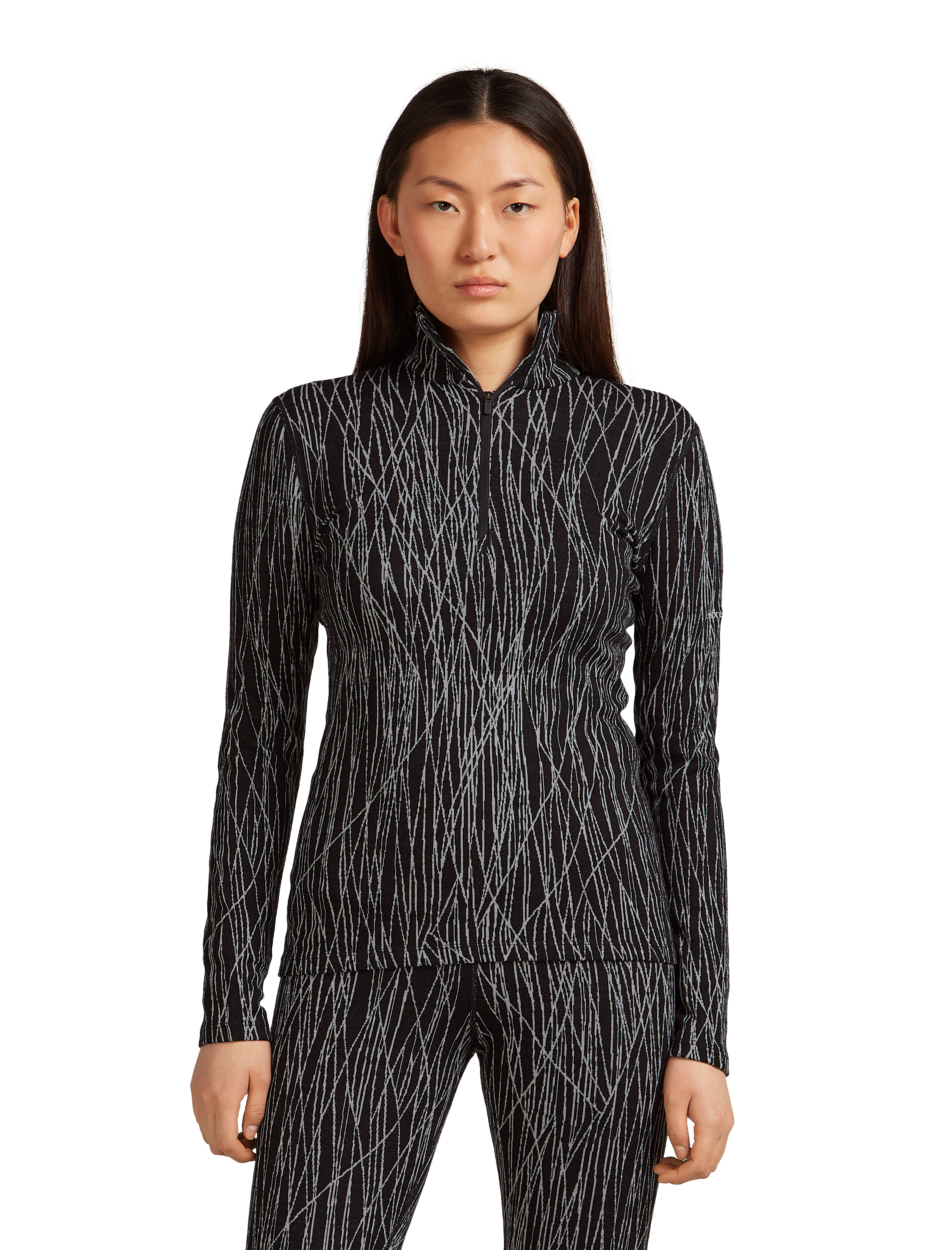 W Merino 260 Tech Vertex LS Half Zip Delta Lin AOP