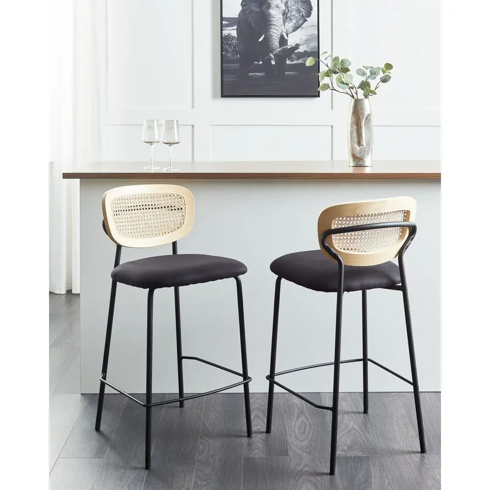 MAYETTA - Barkruk set van 2 - Zwart - Polyester