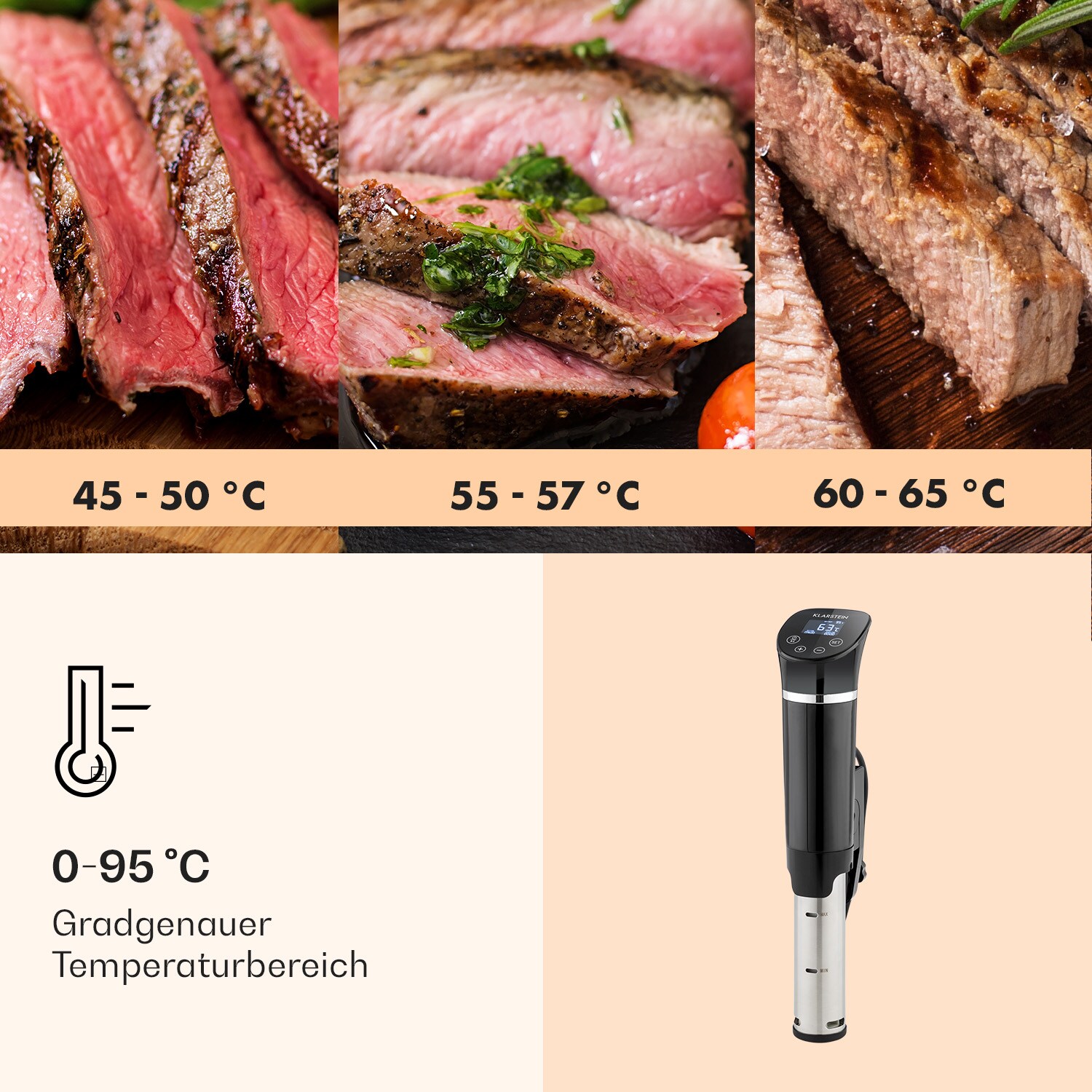 Quickstick Flex 1300W 3D Circulating 0-95 °C IPX7 Timer schwarz Schwarz