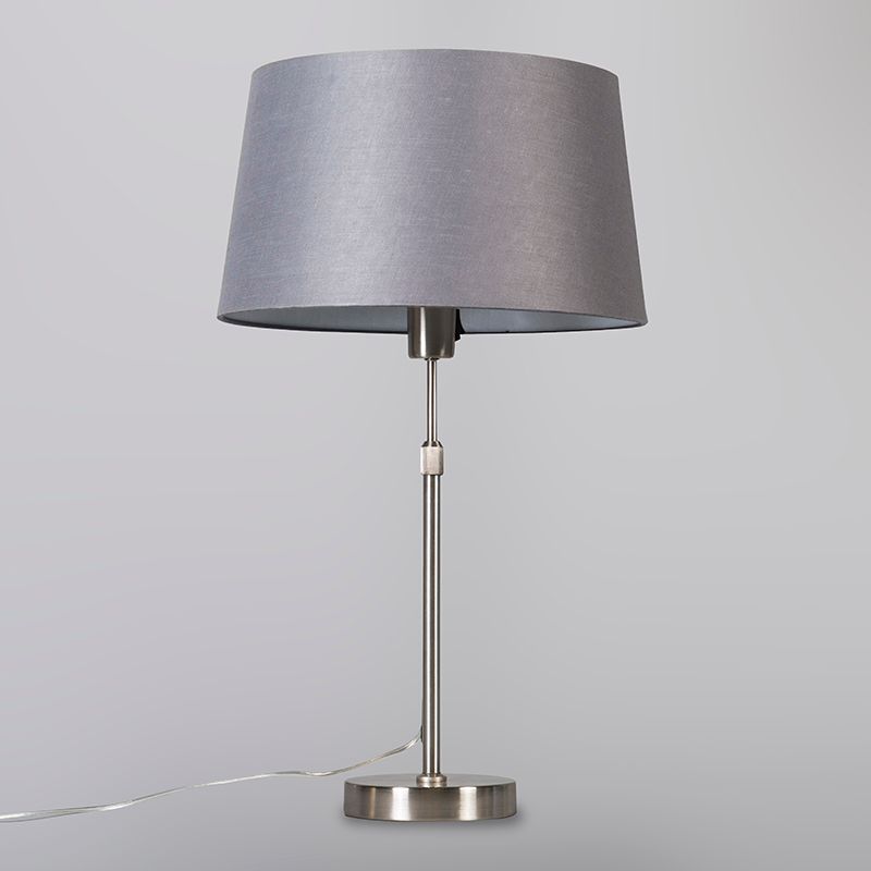 Tafellamp staal met kap grijs 35 cm verstelbaar - Parte