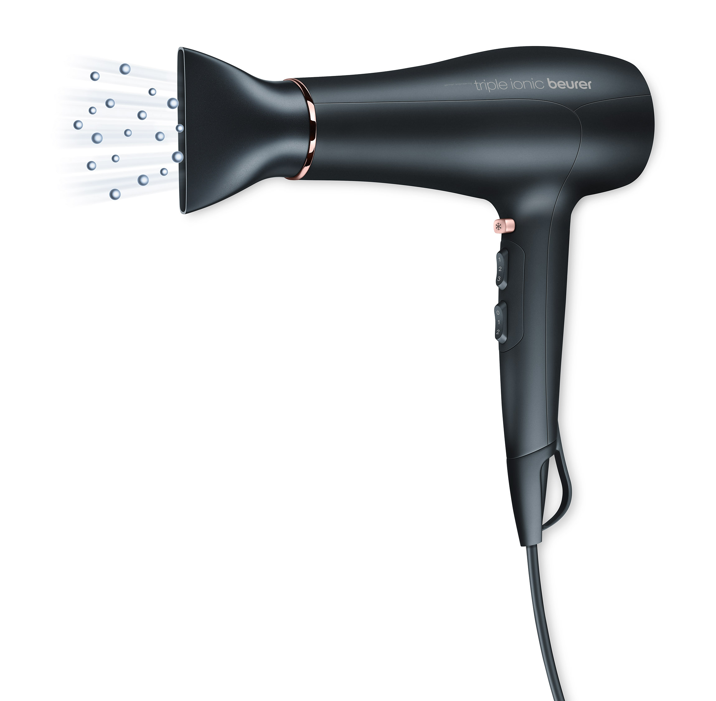 HC 50 Style Pro Haartrockner Haar Styling Haarföhn mit 2 Aufsätzen (59383) - Schwarz / Roségold
