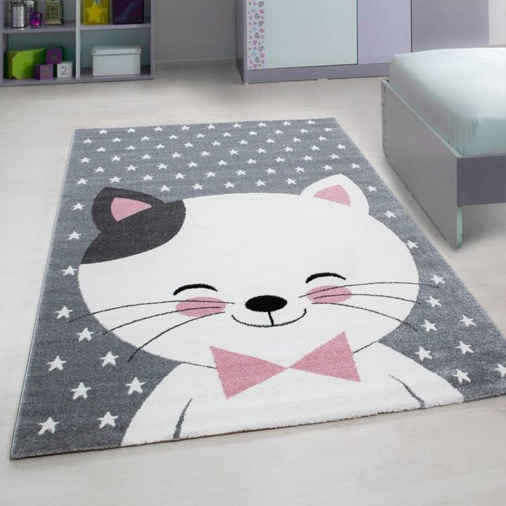 Kindervloerkleed - Roze Kat