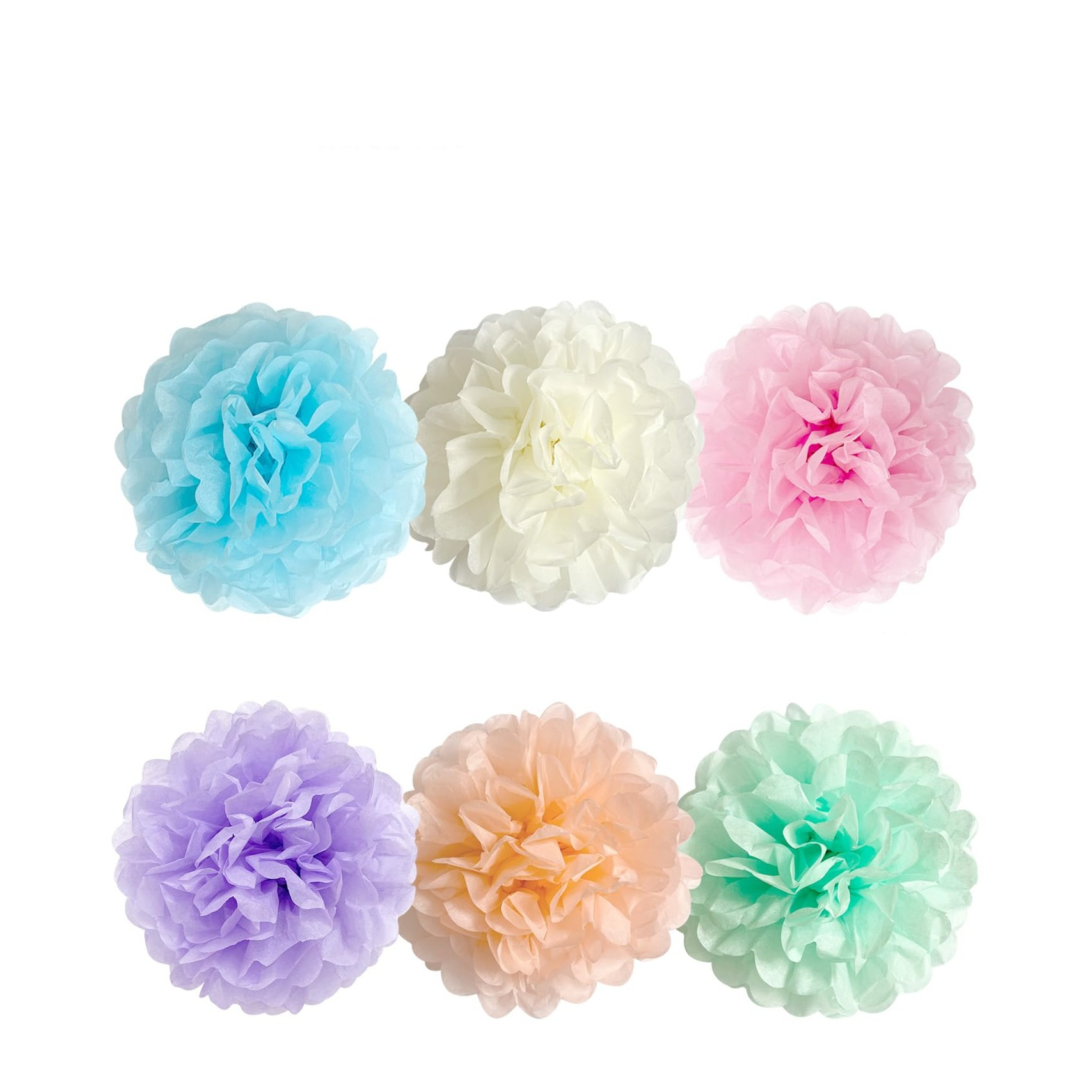 (12er Set) Papier Pompon's Deko Party / Geburtstag / Hochzeit - Bunt