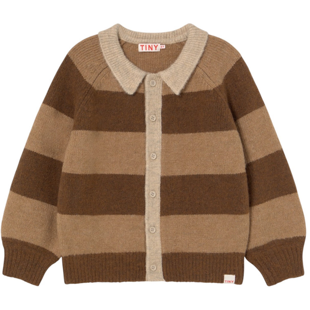 Køb TinyCottons Dark Brown / Light Brown Stripes Cardigan