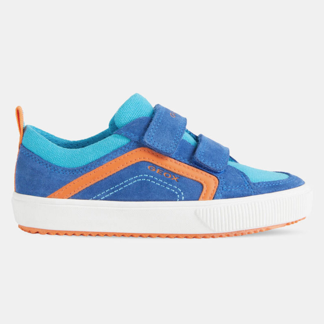 Geox Baskets en Velours de cuir & Textile Alonisso bleu/orange