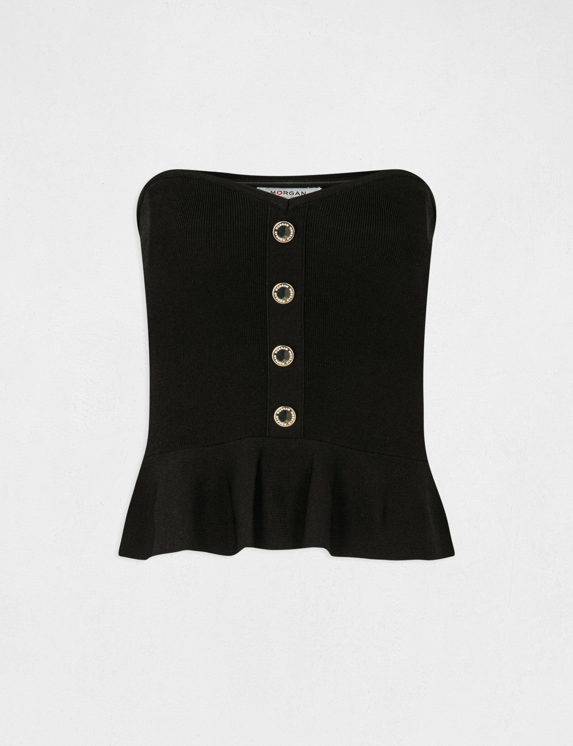 Débardeur pull bustier avec boutons noir femme - noir