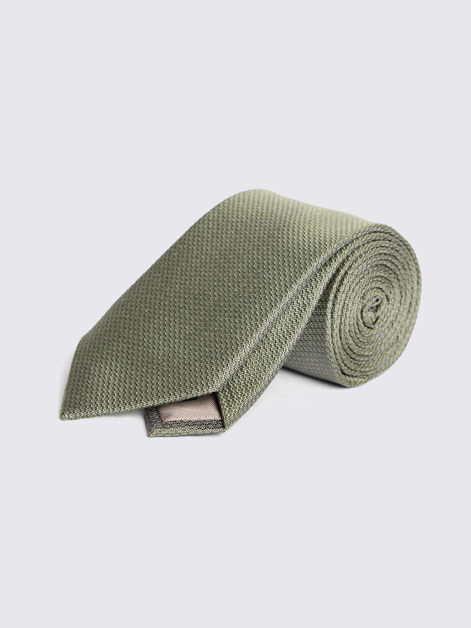 Groen - MOSS Silk Semi Plain Tie