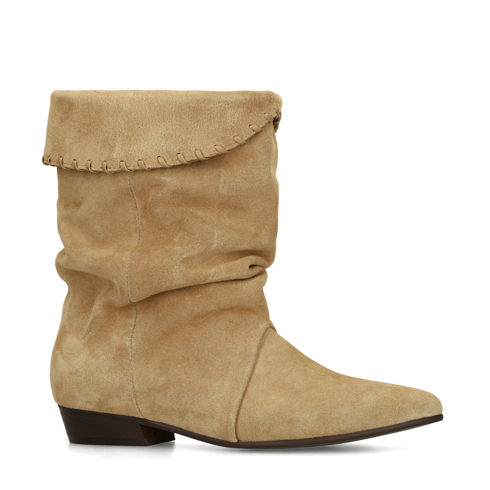 Beige suède slouchy enkellaarsjes