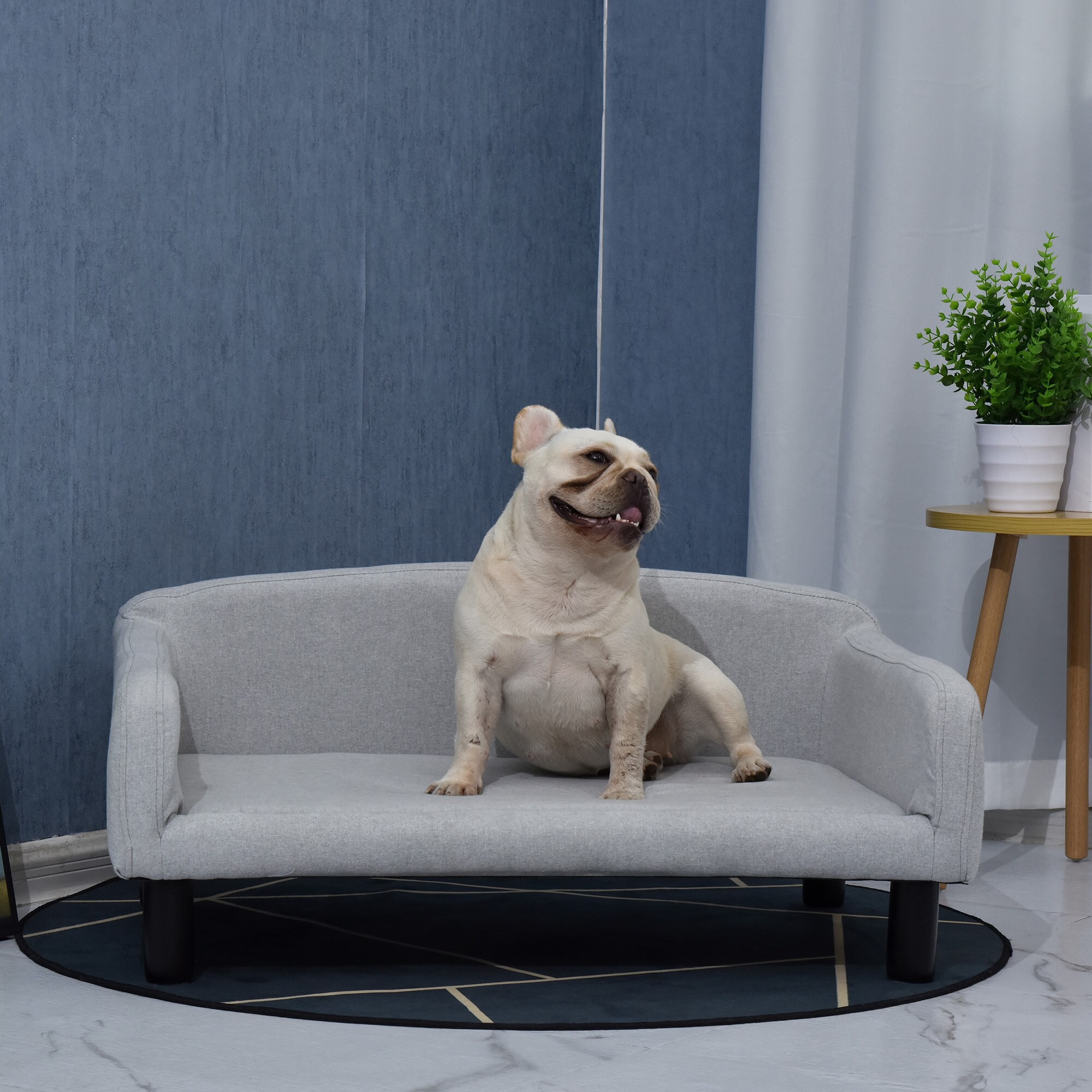 PawHut Hundesofa mit kuschligem Stoffbezug hellgrau 82 x 54 x 36 cm (BxTxH)