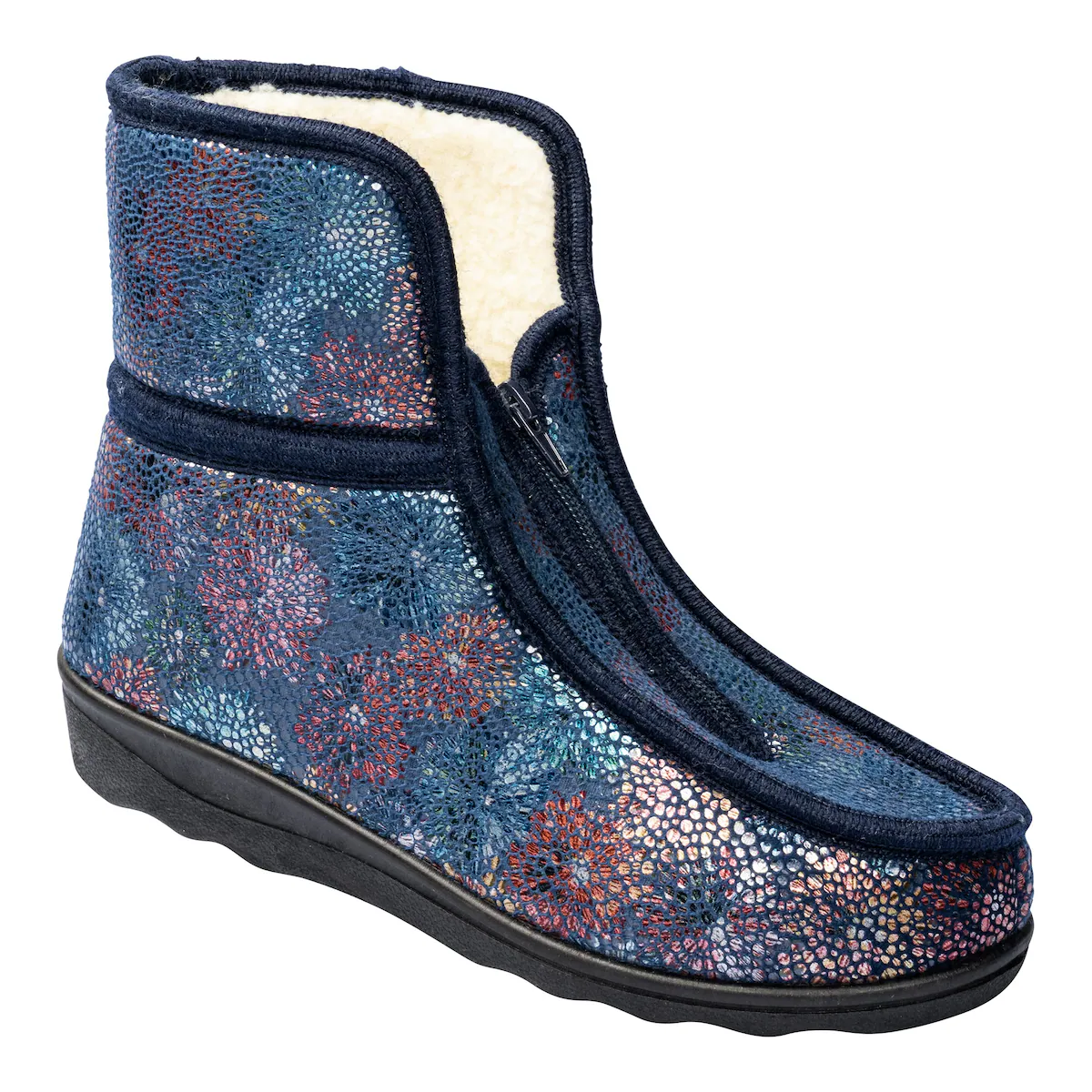 wonderwalk Home - Thermo-Hausschuh „Fleur“ - blau