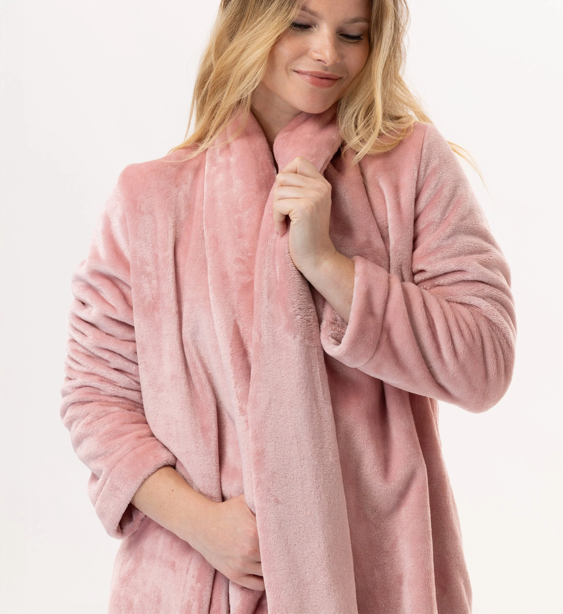 ESSENTIEL 855 - Robe de chambre en peluche flanelle | Rose
