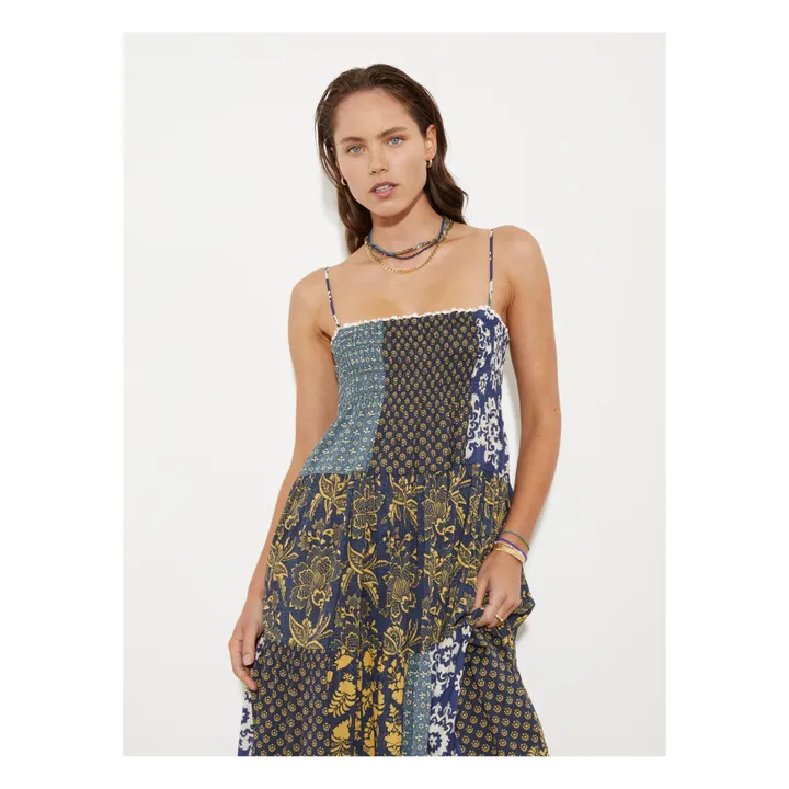 Boteh Robe Florimonde Patchwork | Bleu foncé