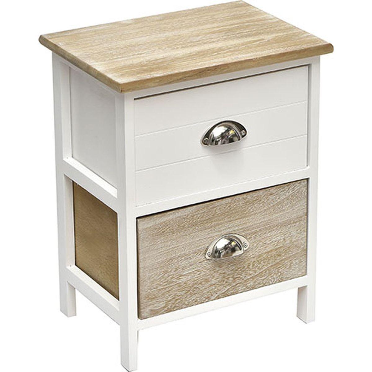 PETIT MEUBLE PAULOWNIA MDF 2 TIROIRS AVEC POIGNEE METAL BICO