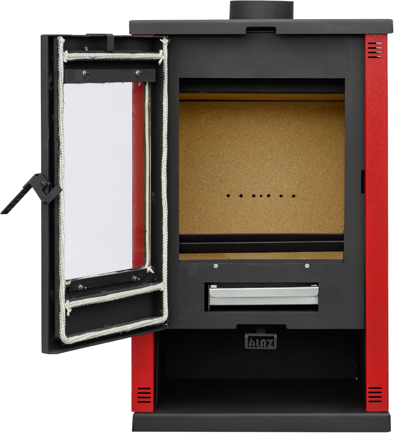 ALAZ Mouse K9-MAX Kaminofen 10 kW – Holzofen Burgunderrot | Brennraum mit Schamott & großem Sichtfenster | Für Holzscheite bis 50 cm | Griffdesign +2 cm verbessert | Energieeffizienzklasse A+