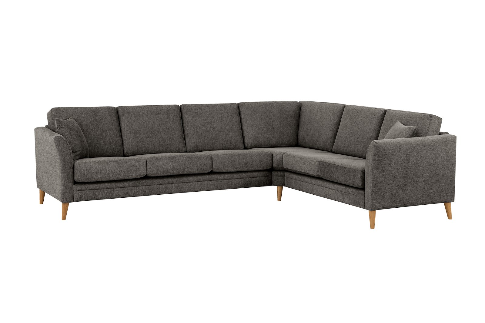 Eden hjørnesofa 32 hjørne i tekstil Brego 7 Antrazite med ben i eik natur (15137).