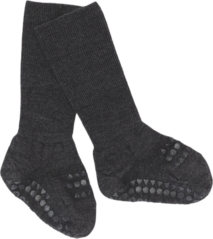 GoBabyGo Skridsikre Strømper - Uld Dark grey melang
