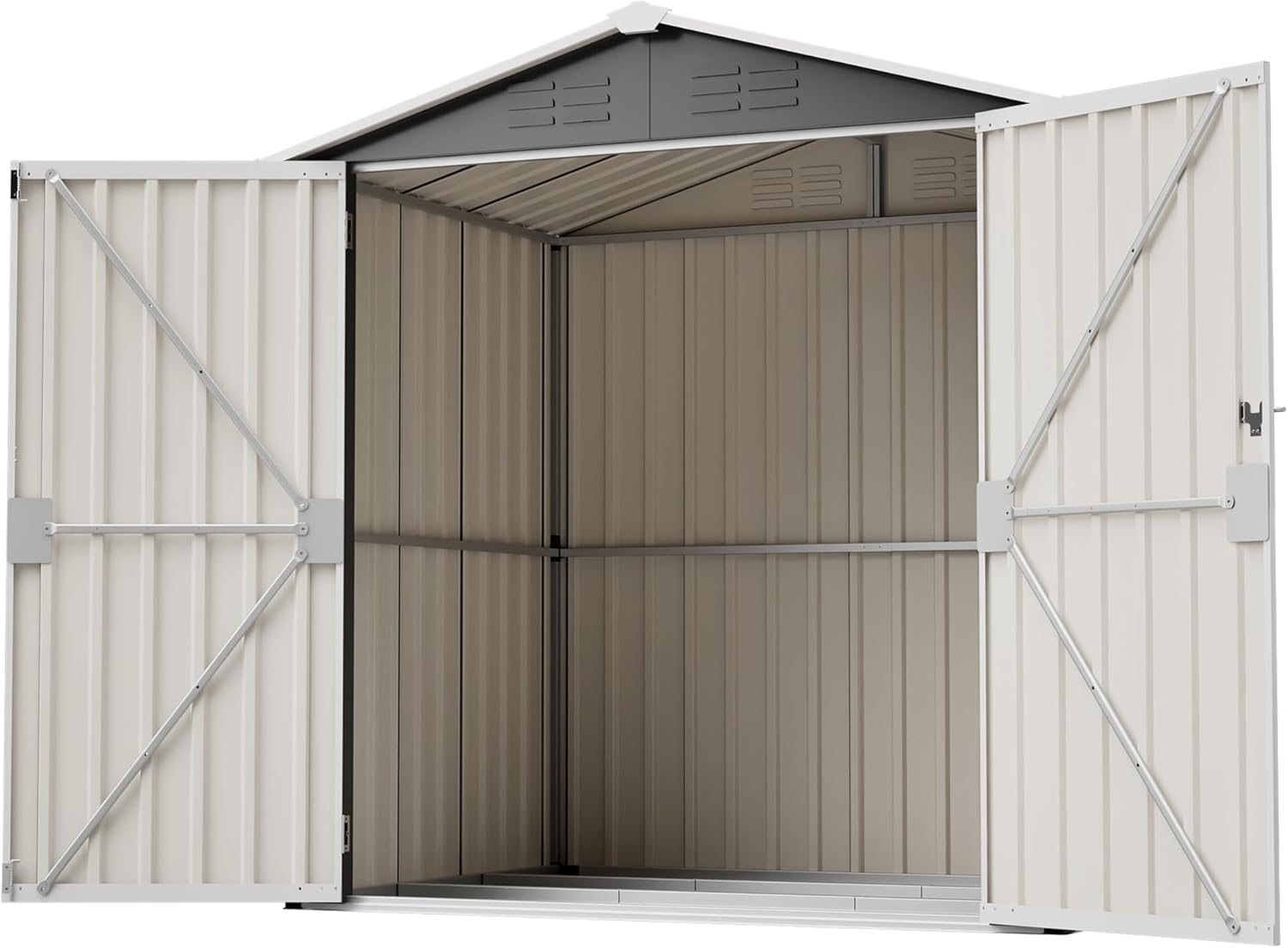 Metall Gerätehaus Gerätehaus mit Pultdach,Gartenhaus Geräteschuppen Garten Schuppen Inkl. Metallfundament (ohne Boden), Geräteschrank für Garten (Grau, S)