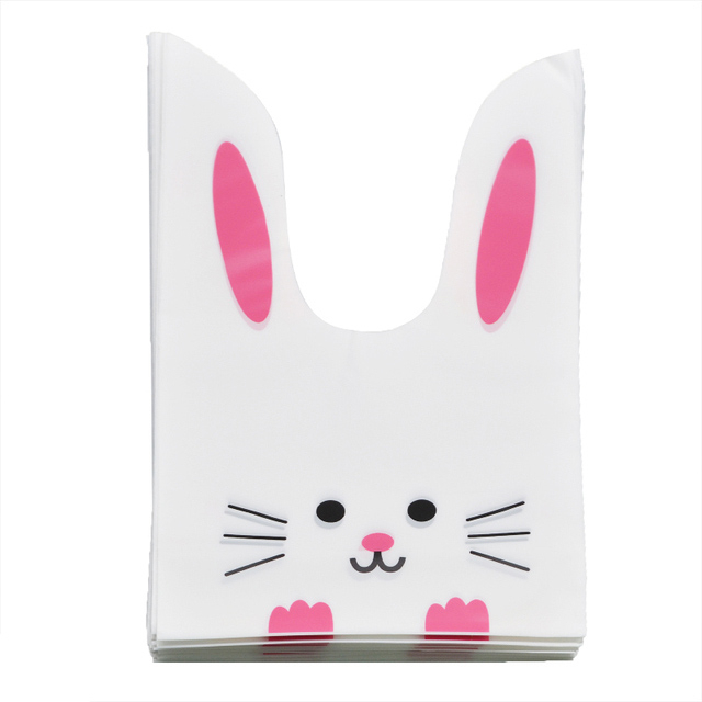(50er Set) Ostern Tüten Candy Gift Osterhase Tasche Osternest - Weiss / Pink